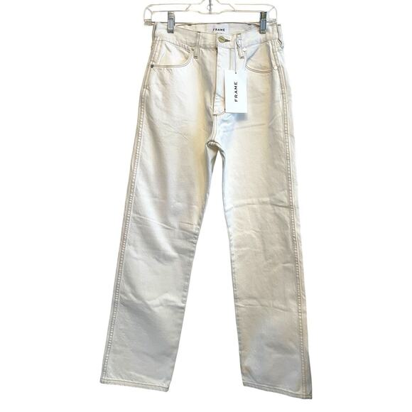 Frame Denim x Ilona Hamer High Straight Leg Jeans Women Size 26 Blanc Ivory NWT - Picture 2 of 8